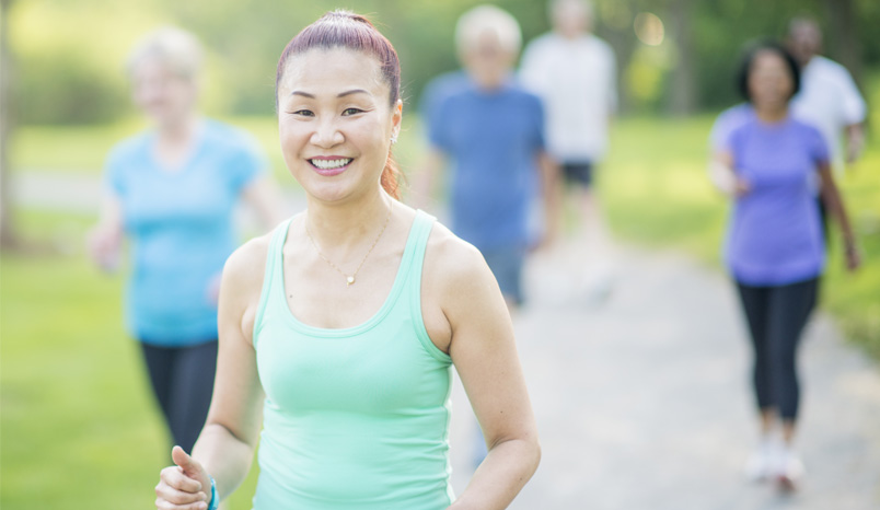 Group of people enjoying a brisk walk