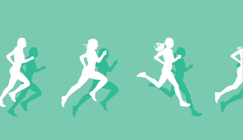 graphic of female runner against green background