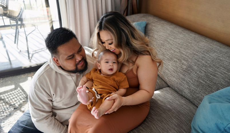 Family portrait with newborn baby.