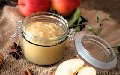 Homemade applesauce in mason jar.