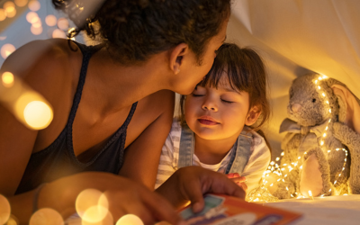 Mother and daughter before bed.