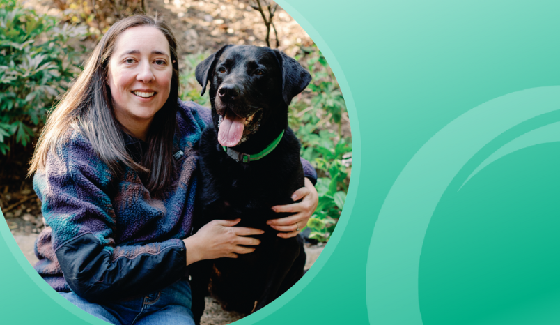 Megan with her dog.