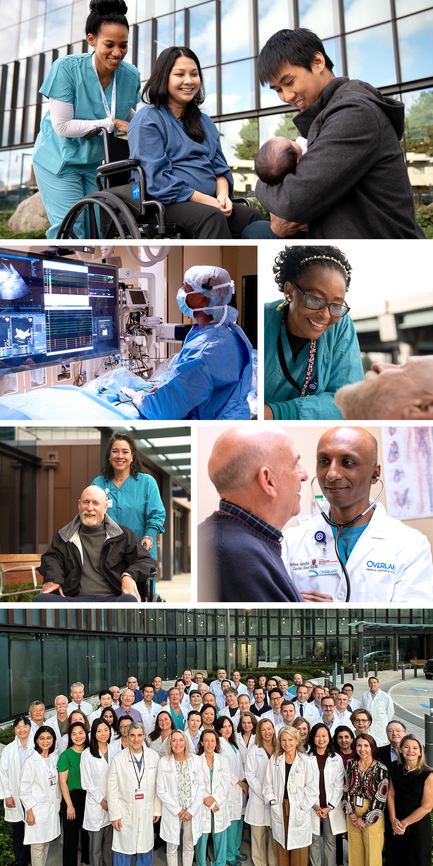 Collage of nurses, doctors, and patients