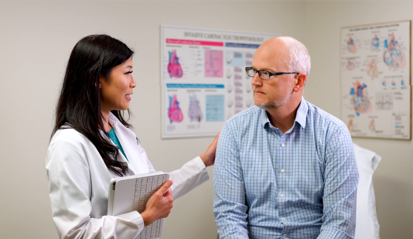 Patient consults with cardiologist.