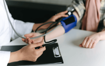 Blood pressure check stock image 