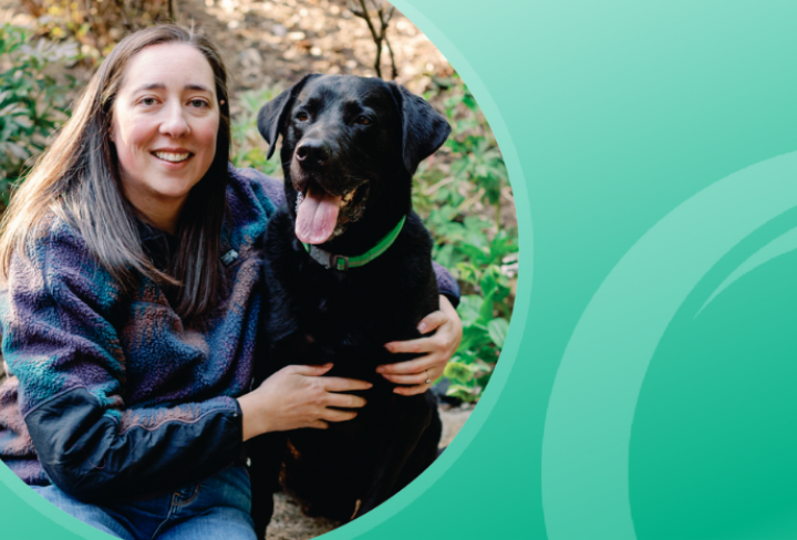 Megan with her dog.