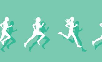 graphic of female runner against green background